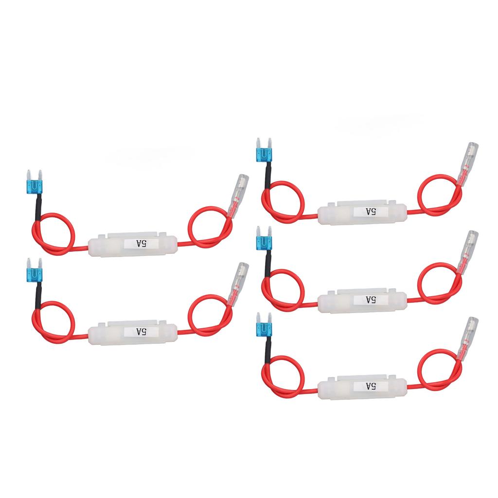 15A Blade Holder Connector, 5A Glass Tube, 16 AWG 12 Inch Red Wire 6 X 30mm, Ideal for Tight Spaces, with Quick Insertion and