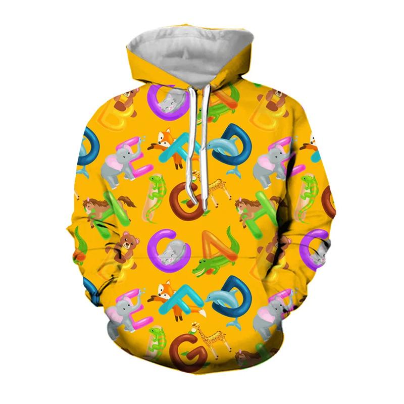 

Spring Autumn Funny Cartoon Animal Alphabet Pattern Sportswear Hip Hop Fashion Men s Hoodie Casual Street Men s Hoodies S