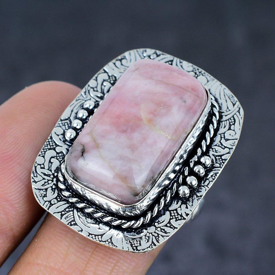 Pink Opal Gemstone 925 Sterling Silver Jewelry Ring Size 10