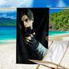 proof beach towel with a Resident Evil Leon S. Kennedy1 pattern - soft,absorbent,quick-drying,machine washable - perfect for swimming,camping,bathing