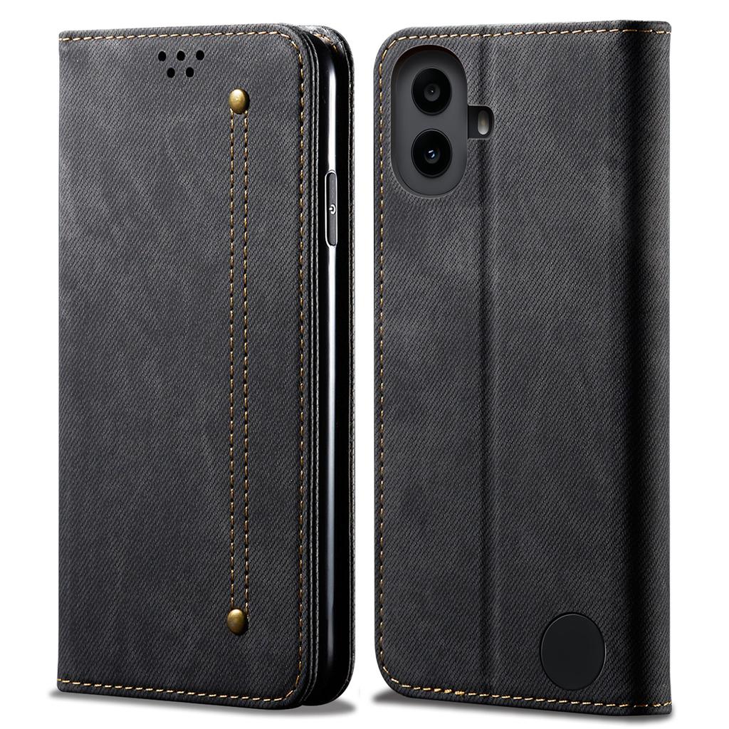 For Nothing CMF Phone 1 Case Jeans Cloth Texture Anti-Scratch Leather Stand Phone Cover