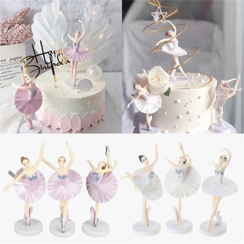 Pack/3pcs Magical Ballerinas Cake Decoration Ballerinas Theme Birthday Party Supplies Dancing Ballerinas Girl Figurine