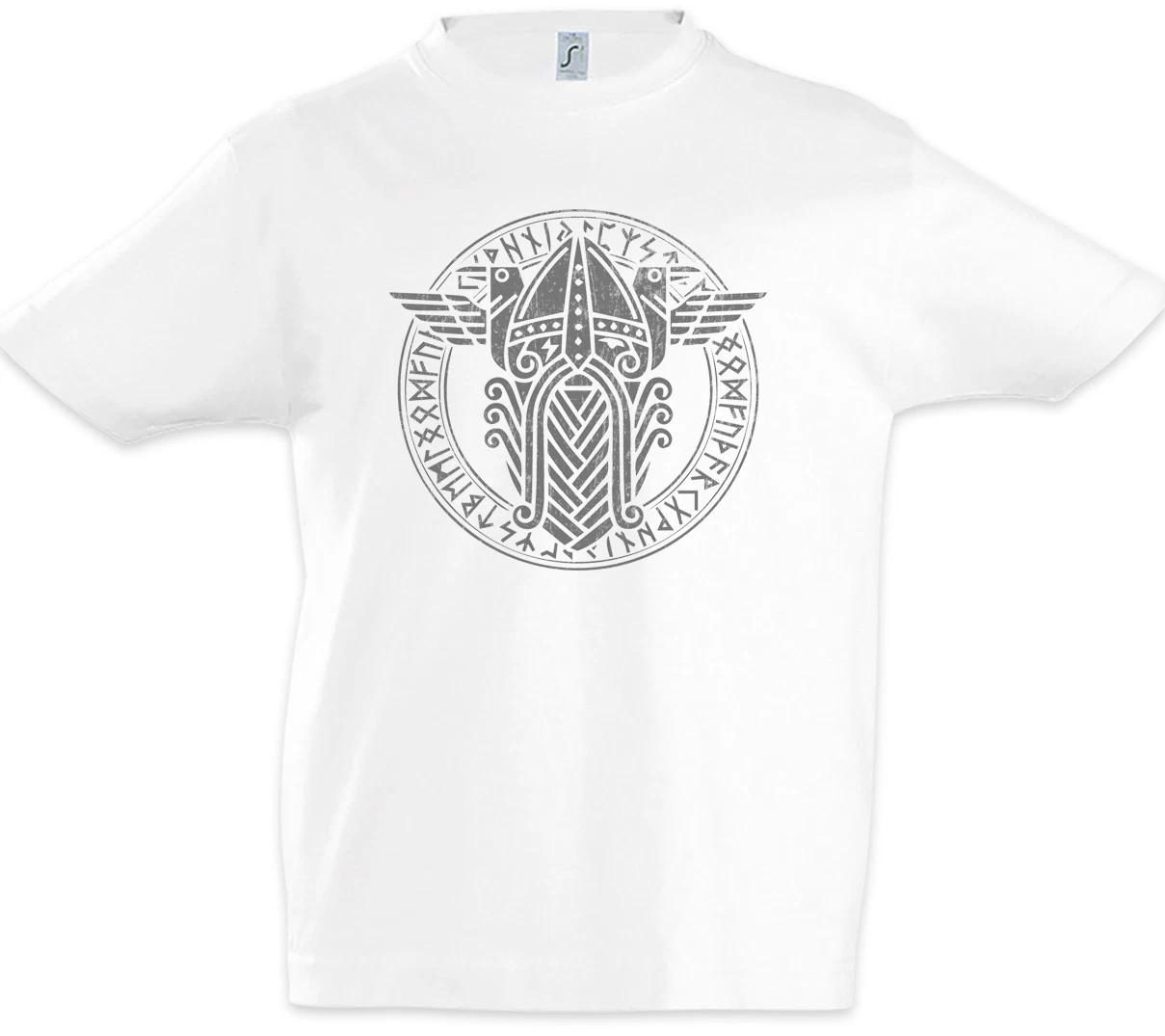Odhin and Ravens Runes Kids Boys kids boys T-Shirt Viking Vikings Odin Hugin Munin Valhall 150