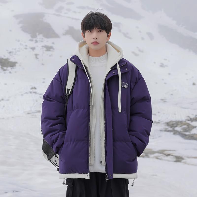 Fake Two-piece Cotton Coat Men's Jacket for Winter New Casual Loose Thickening