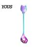 Cute Cat Paw Spoon Coffee Spoon, Stainless Steel Claw Teaspoon, Embossed Design Multi-Color Electroplated Stirring for Ice Cream Yogurt