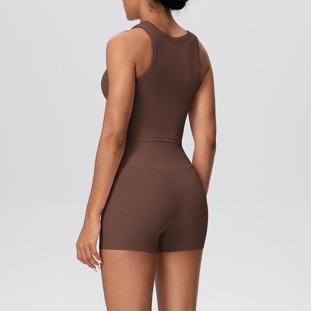 Bare-Feel Sports Tank & High-Waist Butt-Lifting Shorts Set - Quick-Dry Running & Yoga Wear