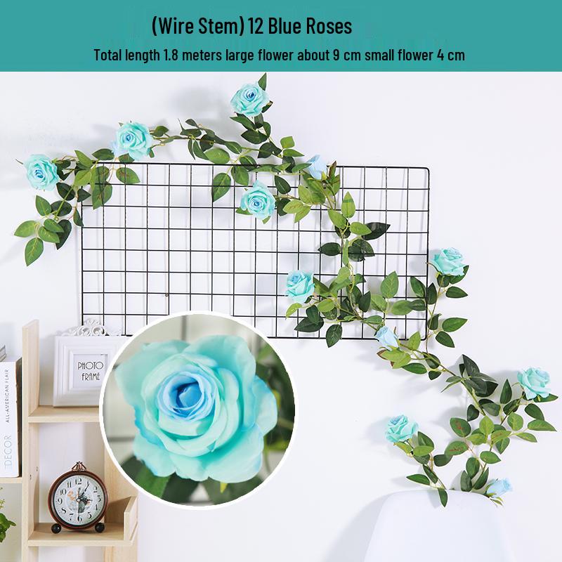 Artificial Rose Vine Ceiling Decor for Air Conditioning Pipe and Hanging Baskets