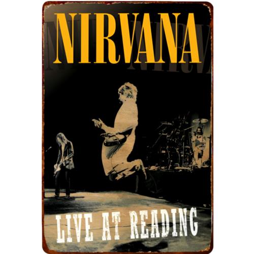 1 шт., Винтажная металлическая табличка Nirvana, Изображение с концерта Live at Reading, Гранж-декор 20x30cm（7.8x11.8inch）