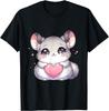 Kawaii Chinchilla Holding Heart Cute Anime Graphic Tee Casual Short Sleeve T-Shirt for Girls