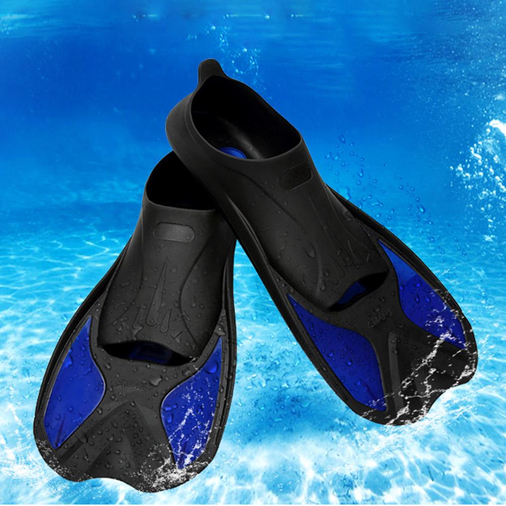Men Women Swim Foot Fins Swimming Diving Open Heel Adjustable Snorkel Fin Blue L