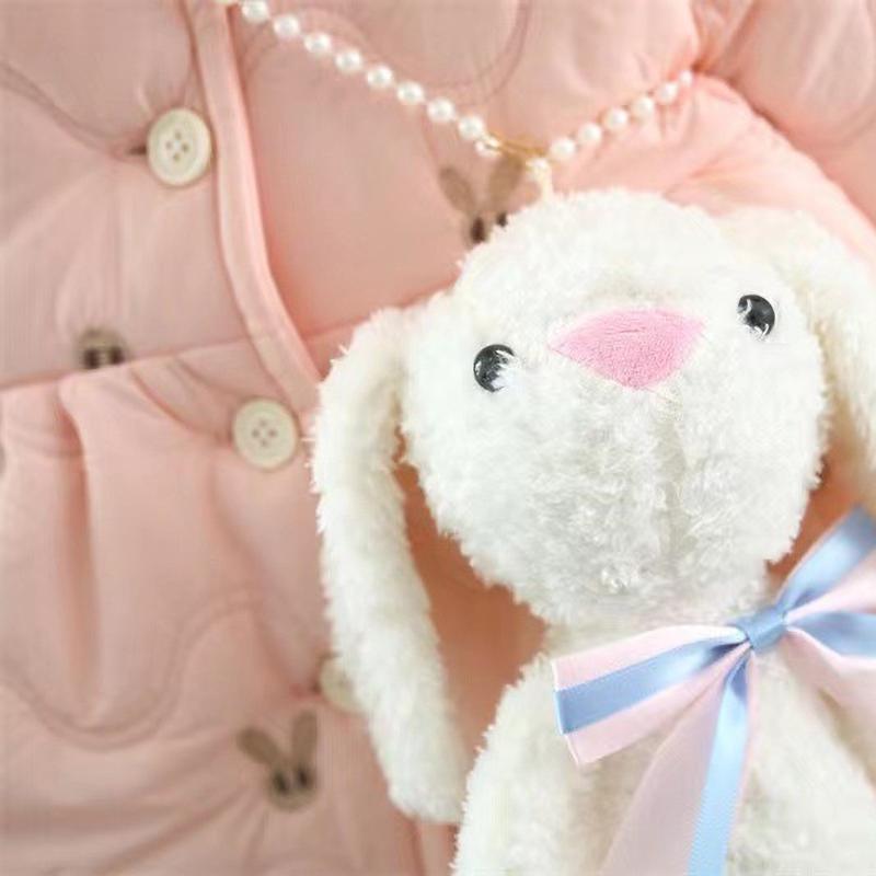 Winter Cartoon Rabbit Long Sleeved Baby Girl Coat Pink Thick Warm Children's