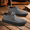 Tênis Masculino Retro de Camurça Sedosa de Cano Médio - Botas Casuais de Couro com Solado Grosso