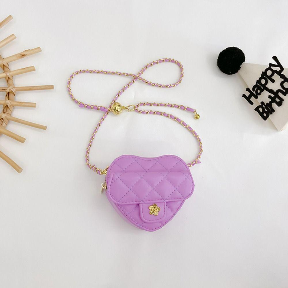 Solid Color Mini Crossbody Bag Heart Shaped Shoulder Bag New Girls Handbag