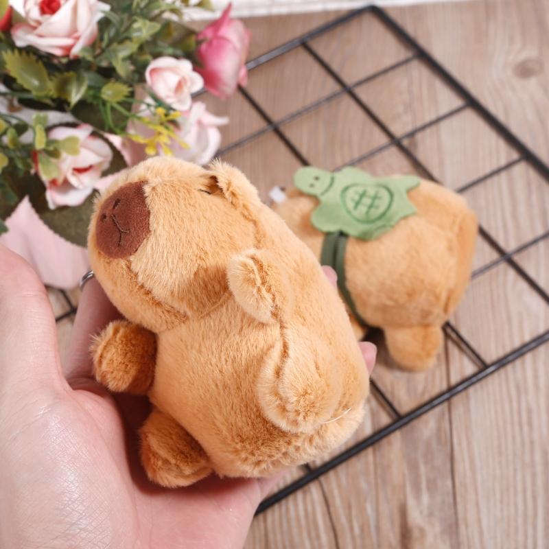 Mini Plush Capybara Charm Keychains Sweet Cute Pendant Car Keyring Backpack Decoration Fashion Jewelry for Women Girl
