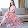 Summer Korean Version Dress New Printed Large Size Skirt Long Female Mother Floral Middle-aged and Elderly Beach Skirt