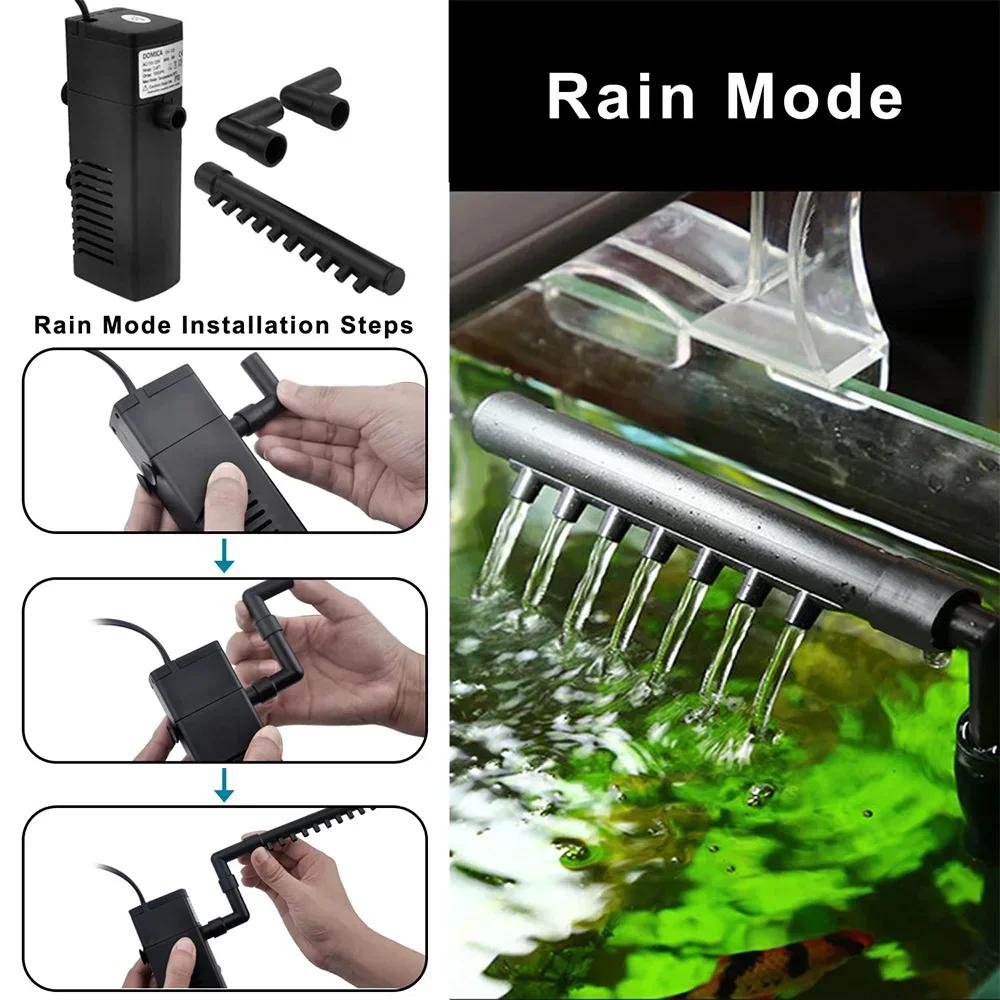 EU PLUG Fish Tank 3-In-1 Silent Oxygen Pump Low Level Water Turtle Tank Filters Aquarium Submersible Pumps Fishbowl Accessories