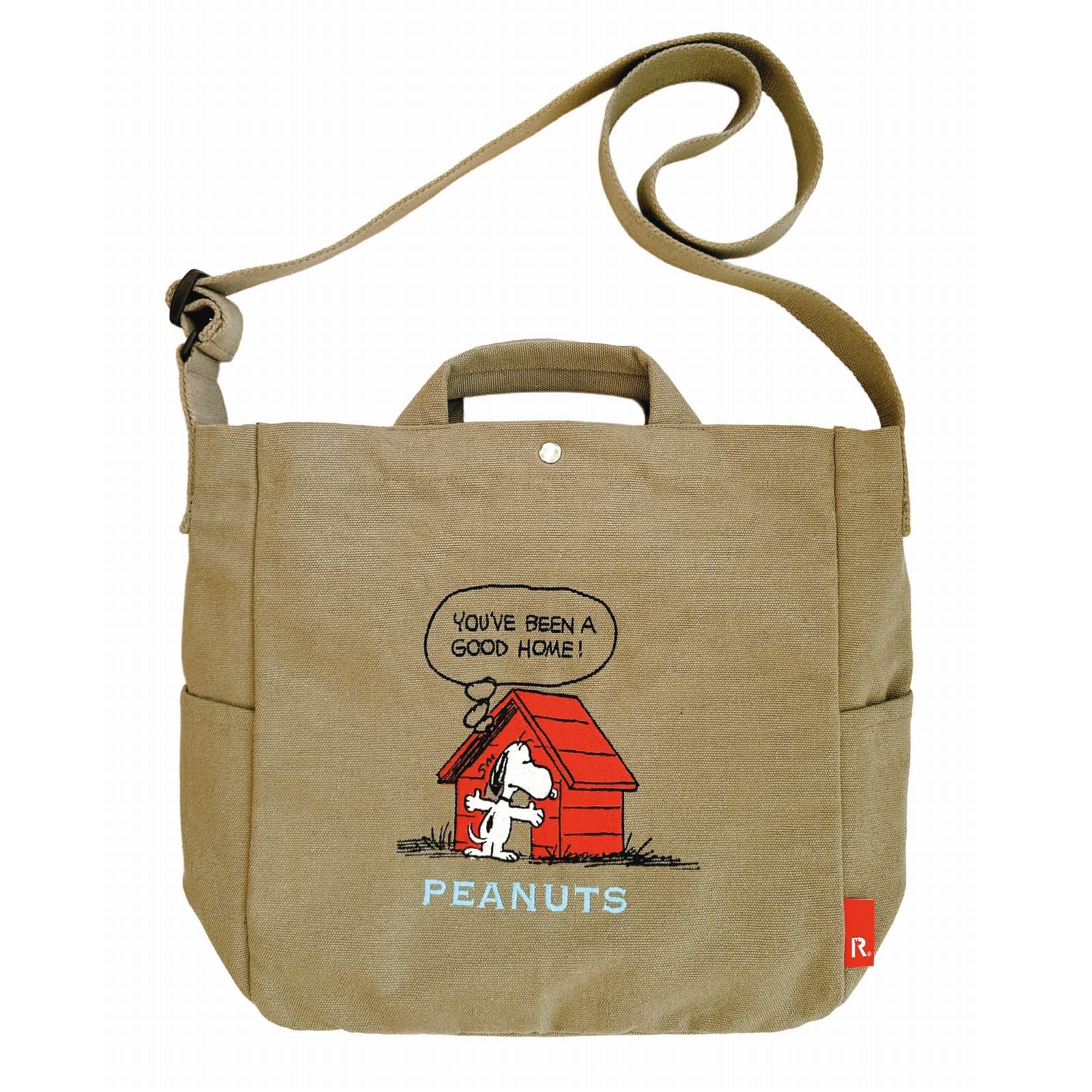 Женская сумка-тоут ROOTOTE Снупи, формат А4, с вышивкой, IP Medium, 2-в-1, Peanuts-0J 8441 (02 Хаки)