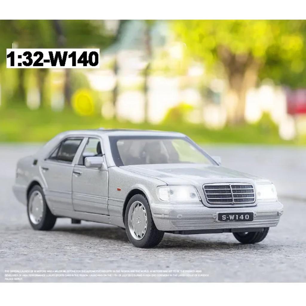 1/32 Benz S-W140 Model Jucărie Mașină Turnată sub Presiune din Aliaj Caroserie Metalică Șasiu din Plastic Anvelope de Cauciuc cu 4 Uși care se Deschid Funcție de Tragere înapoi Copii A88