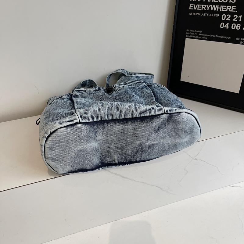 Denim Tasche Damen Pendler Große Kapazität Achseltasche Tragetasche Schultertasche