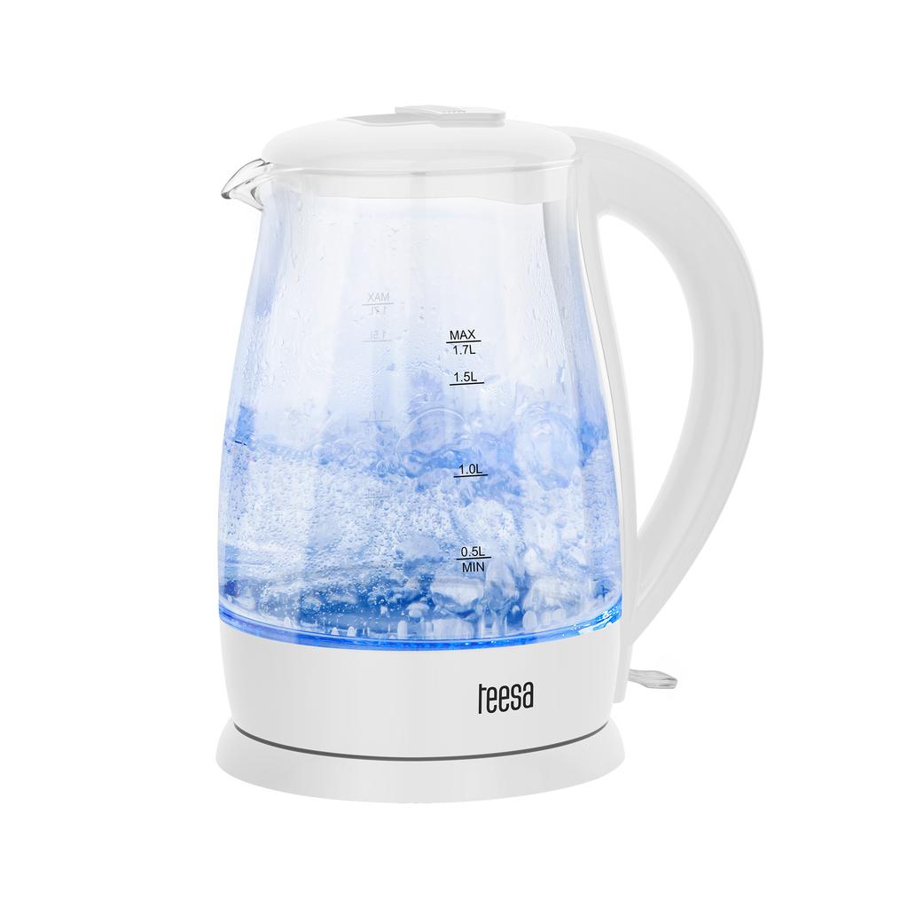 Bollitore elettrico senza fili Teesa, vetro, bianco, 2200W, 1,7L