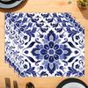 1 STuks 30x45cm Blauw En Wit Keramische Stijl Geometrisch Bohemien Placemat Tafelkleed Set Voor Koffiemok Kom En Borden Decoratie