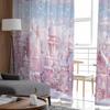 Christmas Snow Scene Pink Curtains For Living Room Bedroom Home Decoration Window Voile Tulle Curtain Drapes