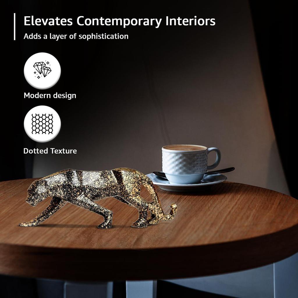 Auffällige Gepunktete Panther-Skulptur | Eine Wilde Mischung aus Stil & Kunstfertigkeit | Werten Sie Ihren Raum mit Moderner Eleganz auf – 1er-Pack,