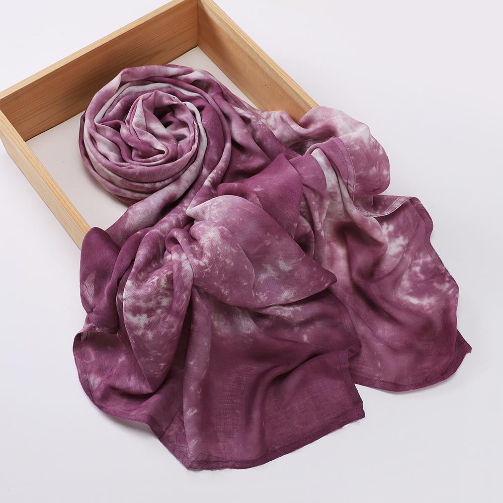 Hot Selling Tie Dye Printed Hijab Modal Cotton Viscose Scarf Rayon Shawl Lightweight Muslim Ramadan Headscarf Scarves