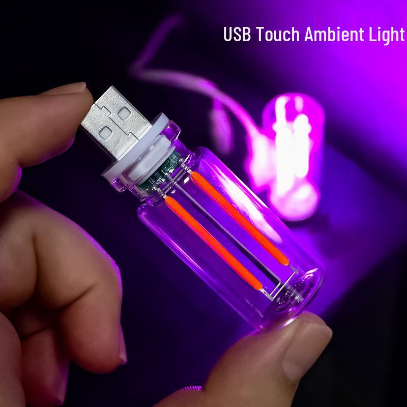 Touch-Activated USB Night Light - Creative Ceramic Glass Bottle, Dimmable for Bedside or Car