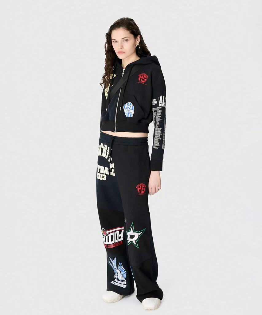 (W) Regenerated Graphic Jersey Cropped Zip Hoodie Black Regenerated Graphic Jersey Cropped Zipped Hoodie Bk99 Black