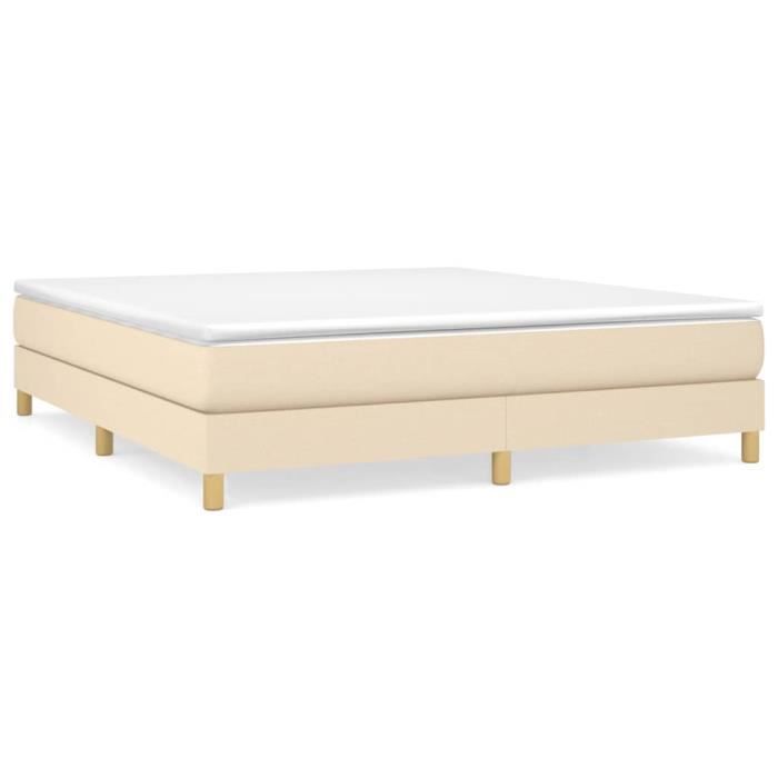 3144188 vidaXL Lit à sommier tapissier avec matelas Crème 160x200 cm Tissu