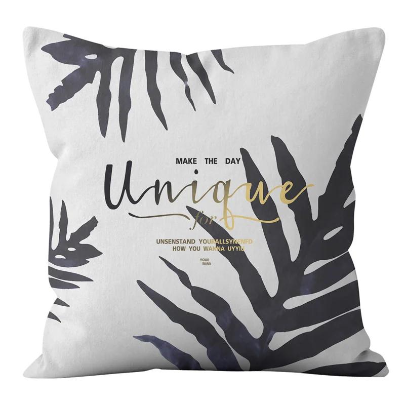 Rosa und schwarze geometrische Buchstaben bedruckte Sofakissenbezug Kissenbezug Heimdekoration Party Auto Bettwäsche