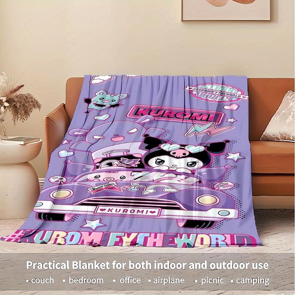 1pc Flannel Kuromi, Cute, CartoonThrow Blanket, Cartoon Truck Pattern Printed Blanket, Warm Cozy Soft Blanket For Couch Bed Sofa Car Office