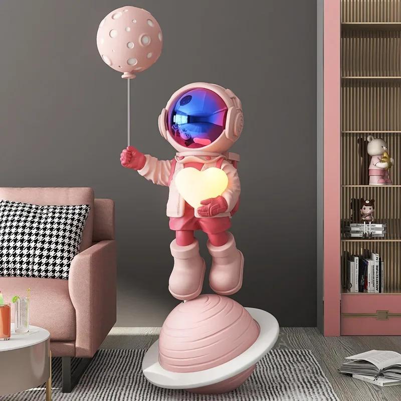 

Большая 3D модель астронавта Bluetooth может быть подключена для воспроизведения музыки Внутренняя скульптура для дома Трехмерное украшение розовый