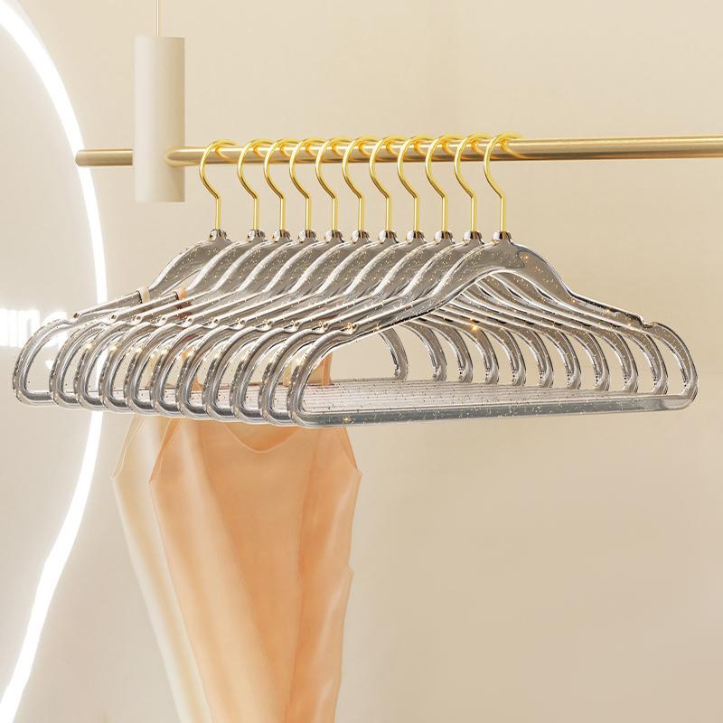 Clothes Rack Women'S Traceless Household Transparent Plastic Clothing Store Gold Powder Drying Rack