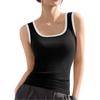 Women's Fashion Solid Color T-shirt Contrast Color Stitching Vest