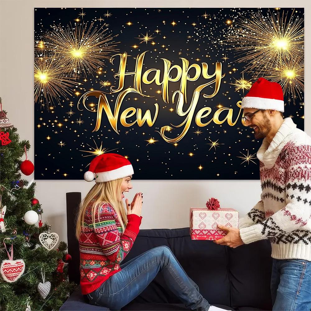 One 2D flat polyester background for the New Year celebration suitable for parties home and room decoration
