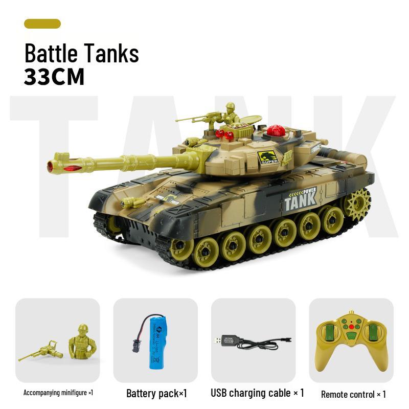 Large RC Parent-Child Tank Battle Toy: Rechargeable, Tracked Off-Road 2.4G Cannon Vehicle