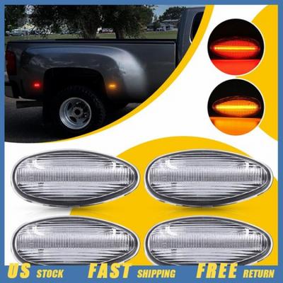 4PC Clear LED Lens Side Marker Light Fit Silverado 01-14 2500 3500 HD Dually EXV