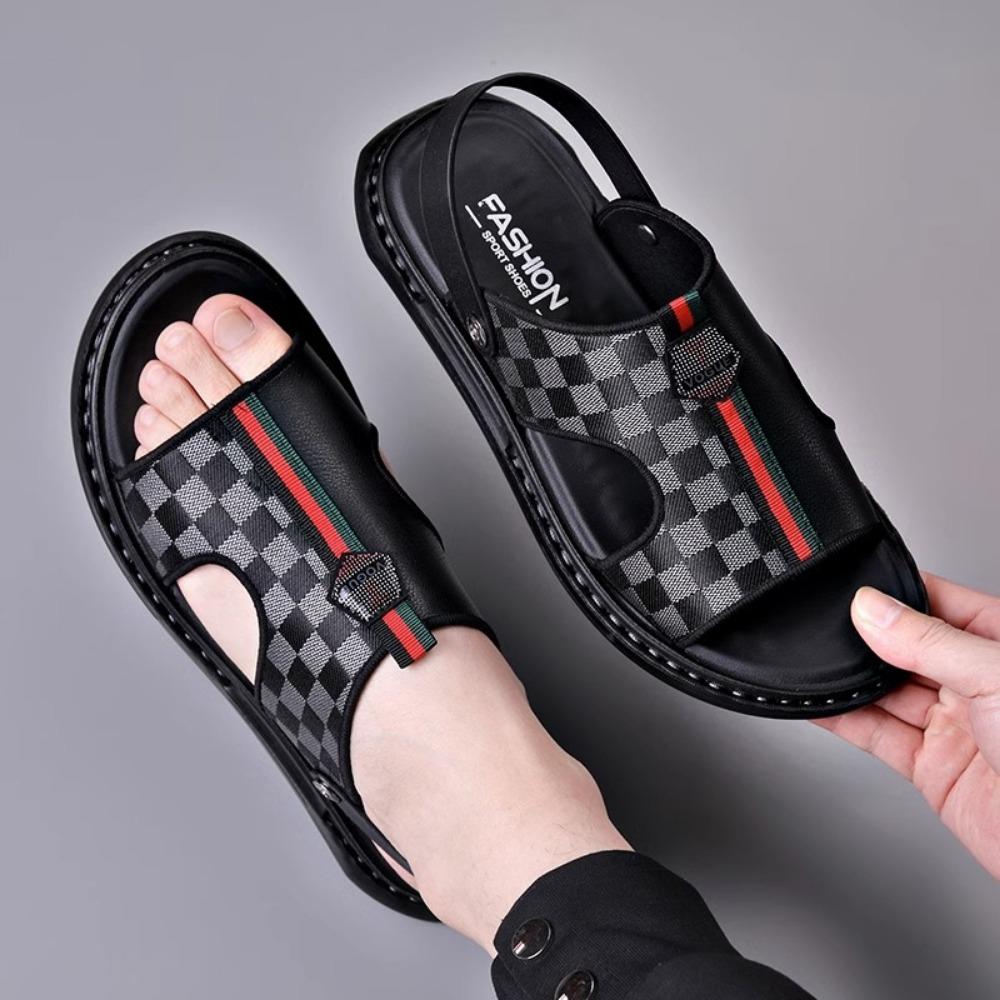 Mens Sandals Casual Soft Sole Beach Shoes Genuine Leather Breathable Slip Resistant Outdoor Shoes