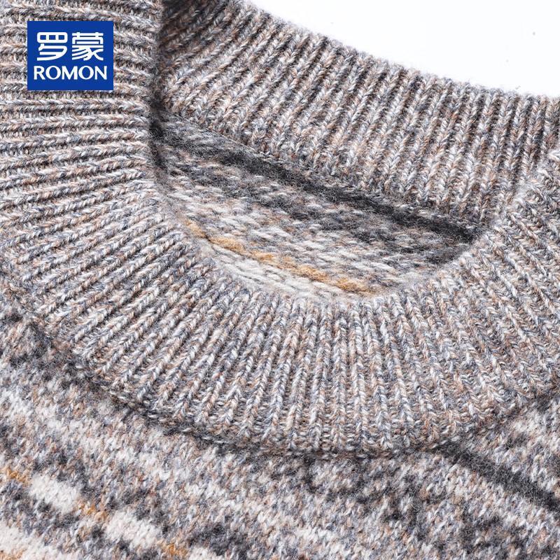 ROMON Men's Heavyweight 100% Wool Jacquard Sweater