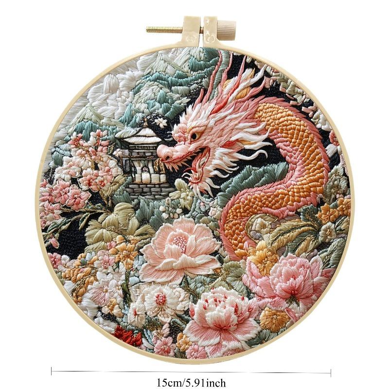 1 buc Kit Material Pânză Broderie DIY Dragon Chinezesc Handmade în Engleză, Potrivit pentru Începători în Hobby-ul Broderiei