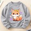 Kids Crewneck Long Sleeve Sweatshirt, Soft Cute Healing Bow Little Fox Print, Warm Comfortable Top