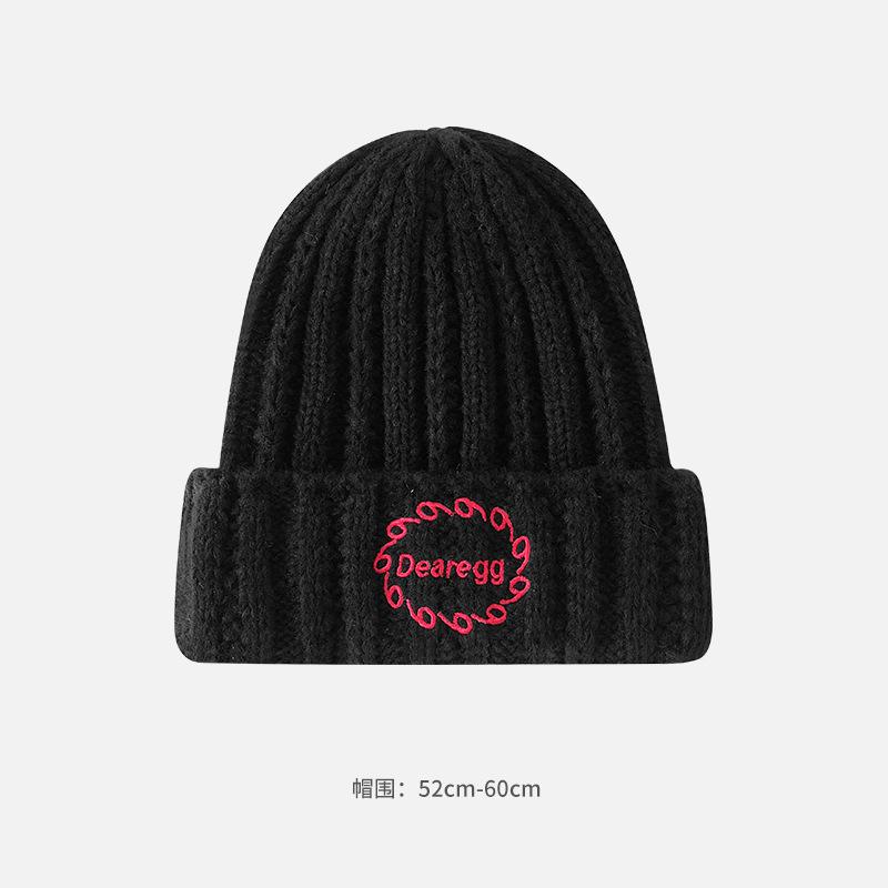 Alphabet Cloth Wool Hat Women's Autumn and Winter Face Small Windproof Ear Protection Cold Hat Fashionable Versatile Warm Knitted Hat