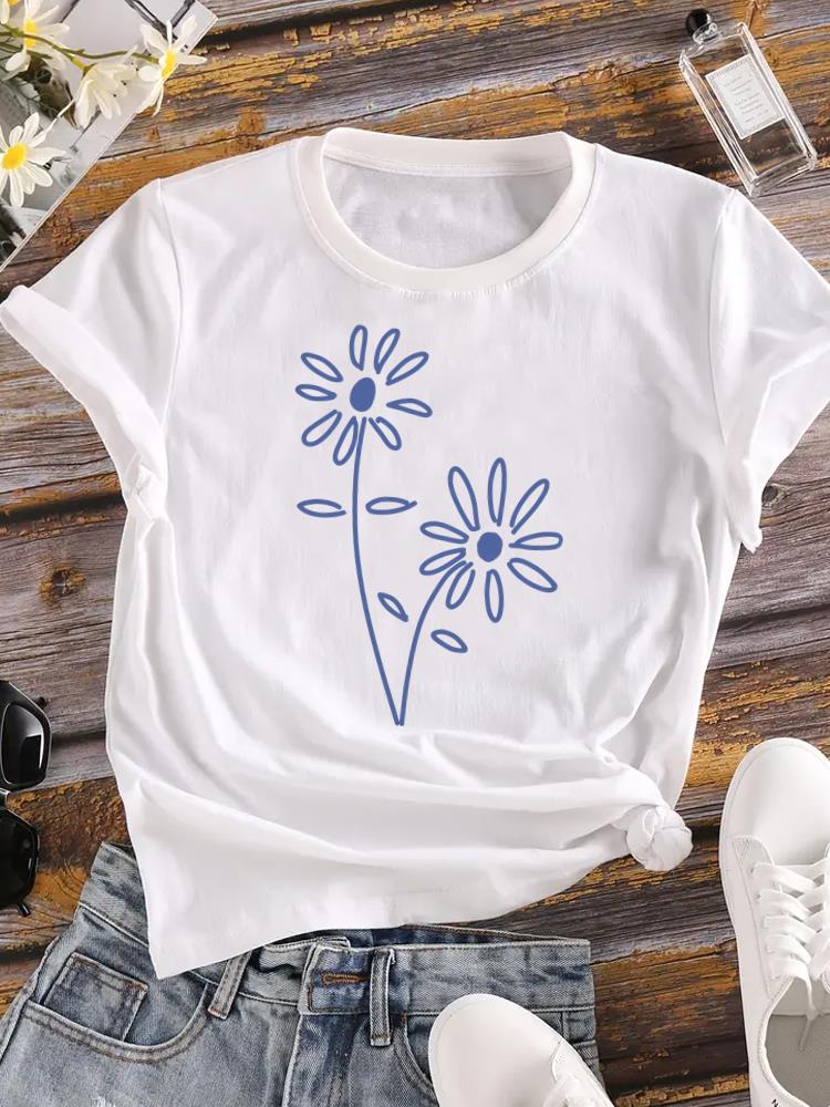 (Asian Size) cute style 90s Female Top Fashion Graphic Short Sleeve T-shirts Casual T Shirt  Lady Printed Clothing Women Tee