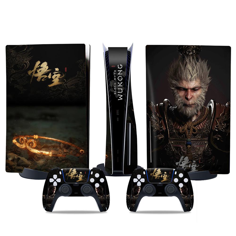 Black Myth Wukong Vinyl Cool Decal Cover Anti-Scratch Protector Decal Cover Dustproof for PS5 Disc Digital Console & Controllers
