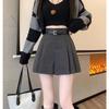 Women's Coffee Wool A-line Pleated High Waist Skirt Shorts for Autumn/Winter 2025