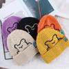 Girl All-match Stripe Winter Embroidered Bear Wool Hat Knitted Hat Women Beanies Korean Style Caps