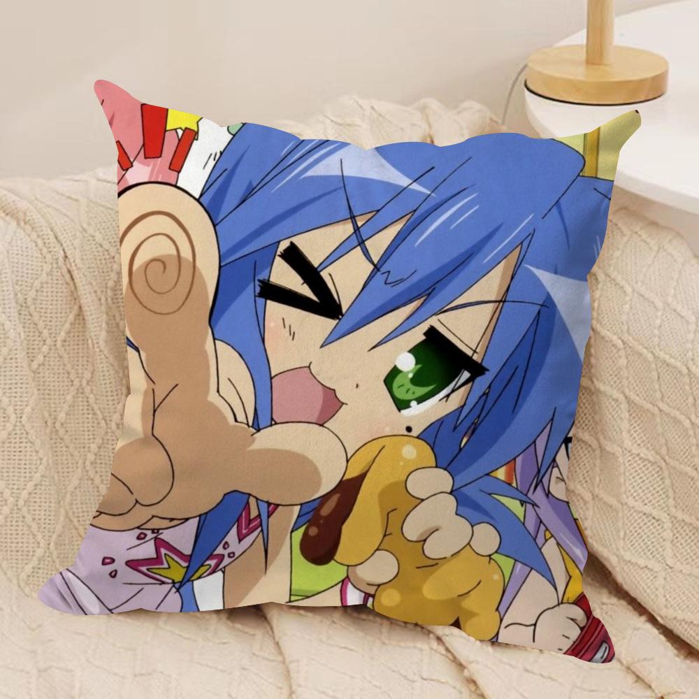 Anime L-Lucky Star K-konata Cushion Cover Soft Plush Fabric Double-Sided Printed Sofa Cushion Cover for All Seasons Home Decor