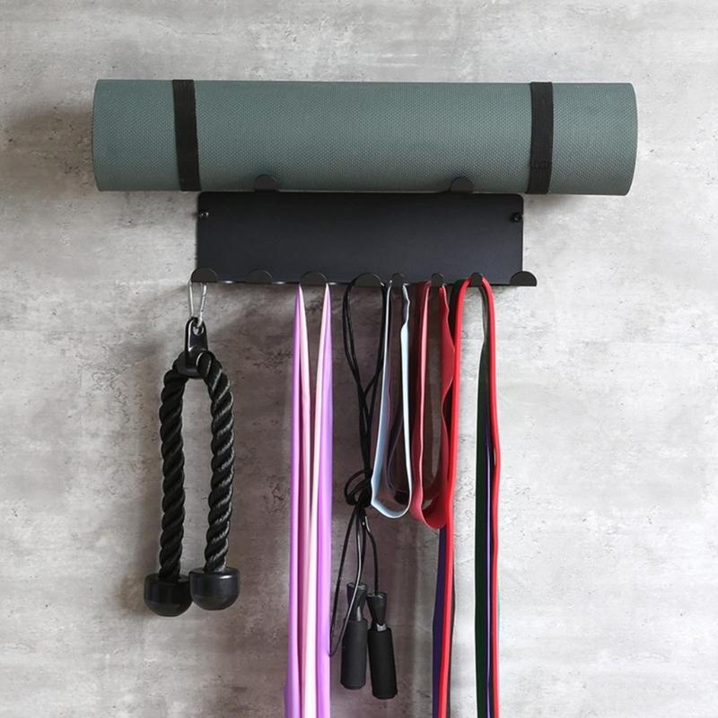 Effective Double Level Fitness Accessories Shelf With 8 Hook 2 Support for Exercise Gear Organization